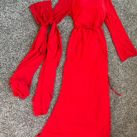 Red Chiffon Maxi Dress - Picture 2 of 2